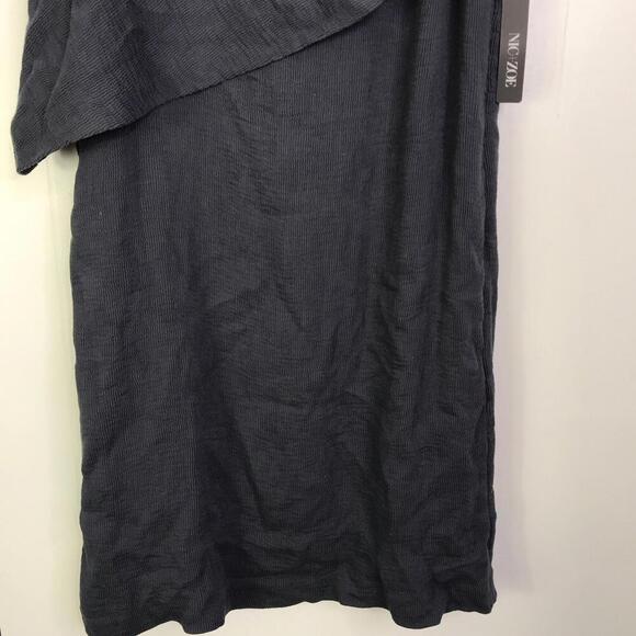 Nic Zoe Dress Womens 12 Escape Ink Asymmetrical One Shoulder Shift New Cocktail - Picture 4 of 9
